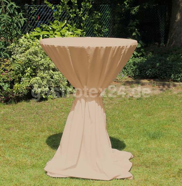 "Milano" - Stehtischhusse 70 cm rund - mit Bindeschal - 100% Polyester - 175 gr/qm - Farbe: camel